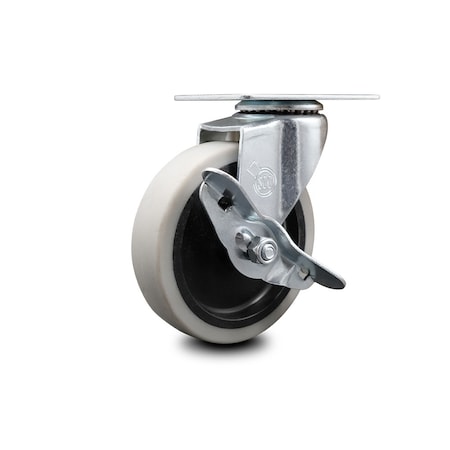 Service Caster 4 Inch Thermoplastic Rubber Wheel Top Plate Swivel Caster with Brake SCC SCC-05S410-TPRS-SLB